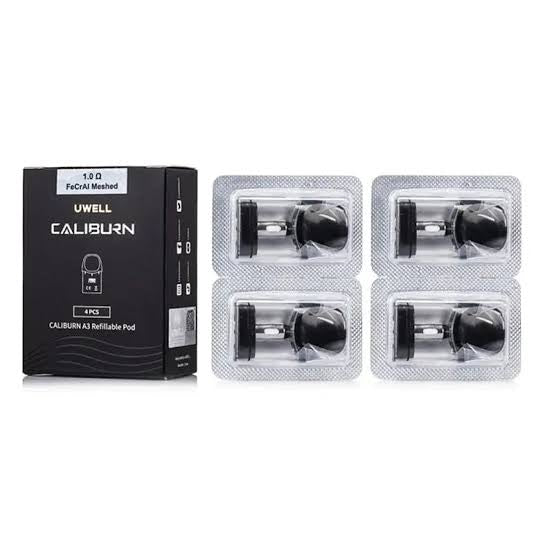 Caliburn A3 AK3 A3S AZ3 Replacement Pod Cartridge 4 Pack | Uwell 2ml Top-Fill | 45 Min Delivery Bangalore & Hyderabad