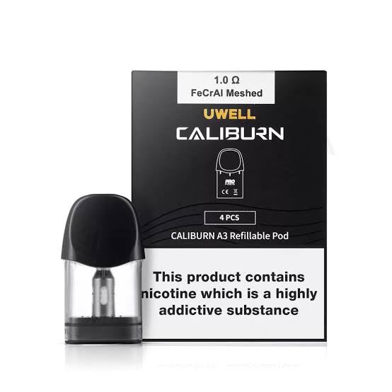 Caliburn A3 AK3 A3S AZ3 Replacement Pod Cartridge 4 Pack | Uwell 2ml Top-Fill | 45 Min Delivery Bangalore & Hyderabad